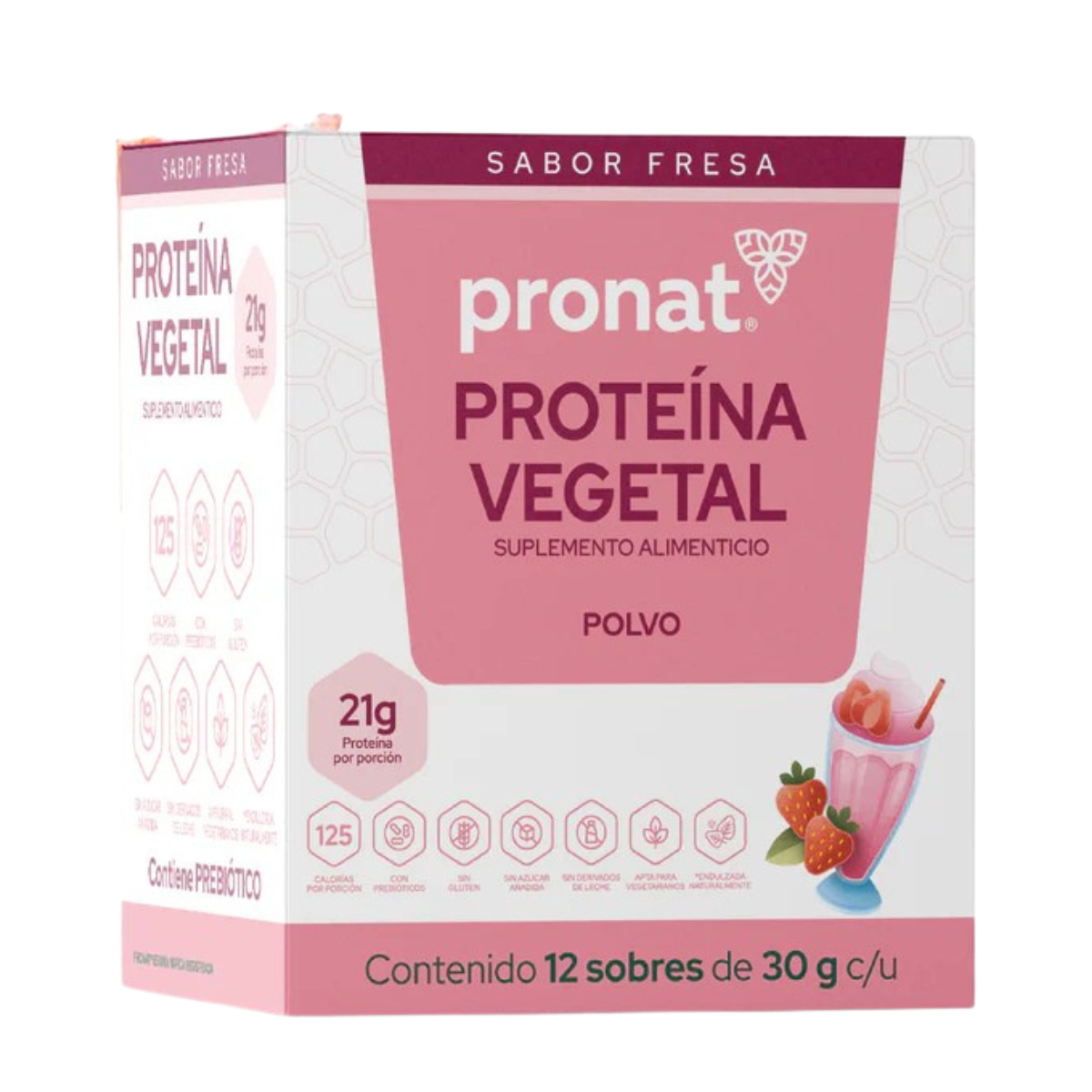 Proteína Vegetal en Sobres Polvo (Sabor Fresa)
