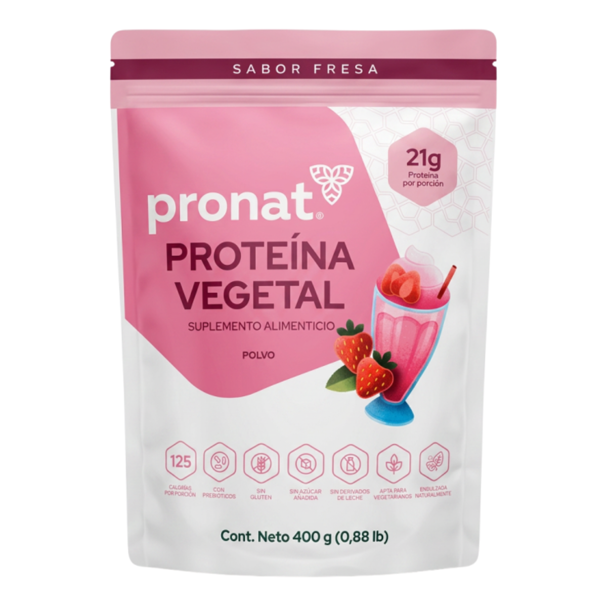 Proteína Vegetal Polvo (Sabor Fresa)